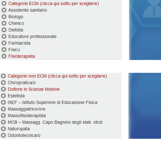 Scegli la tua categoria professionale