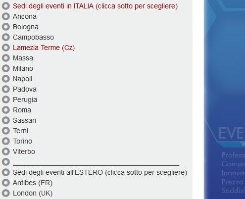 Scegli la sede del tuo corso o evento residenziale o FSC